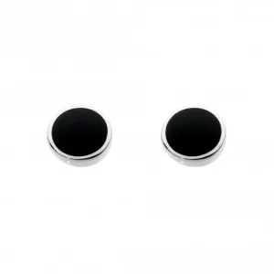 Dew Sterling Silver Small Round Onyx Stud Earrings