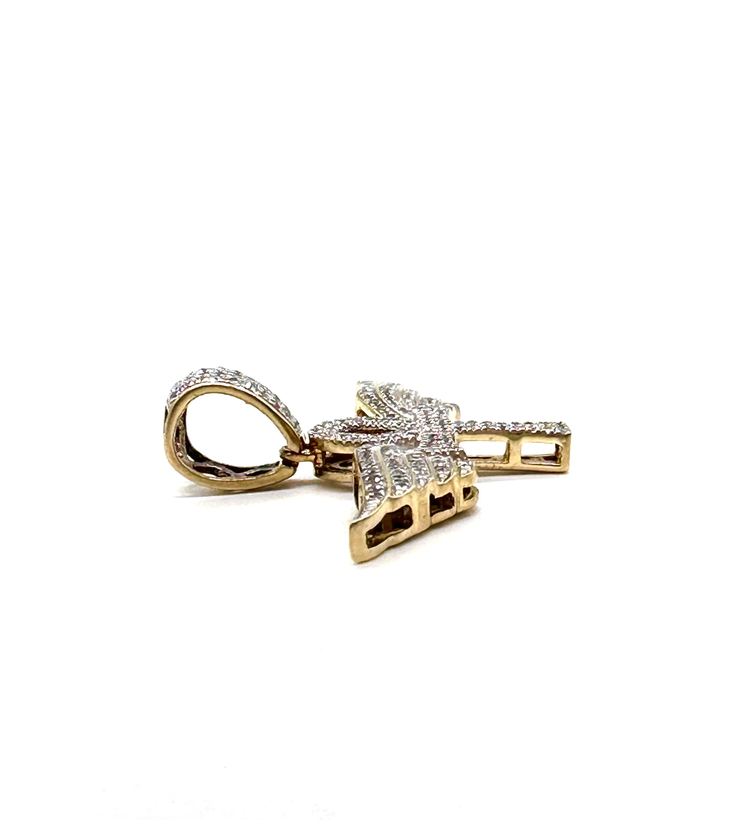 Diamond Ankh Pendant with Wings