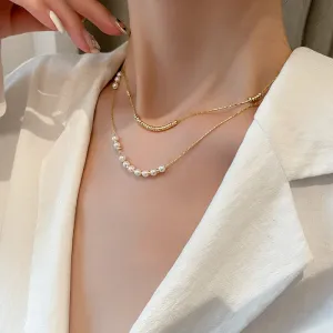 Double Layer Bead Pearl Necklace