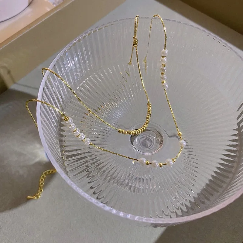 Double Layer Bead Pearl Necklace
