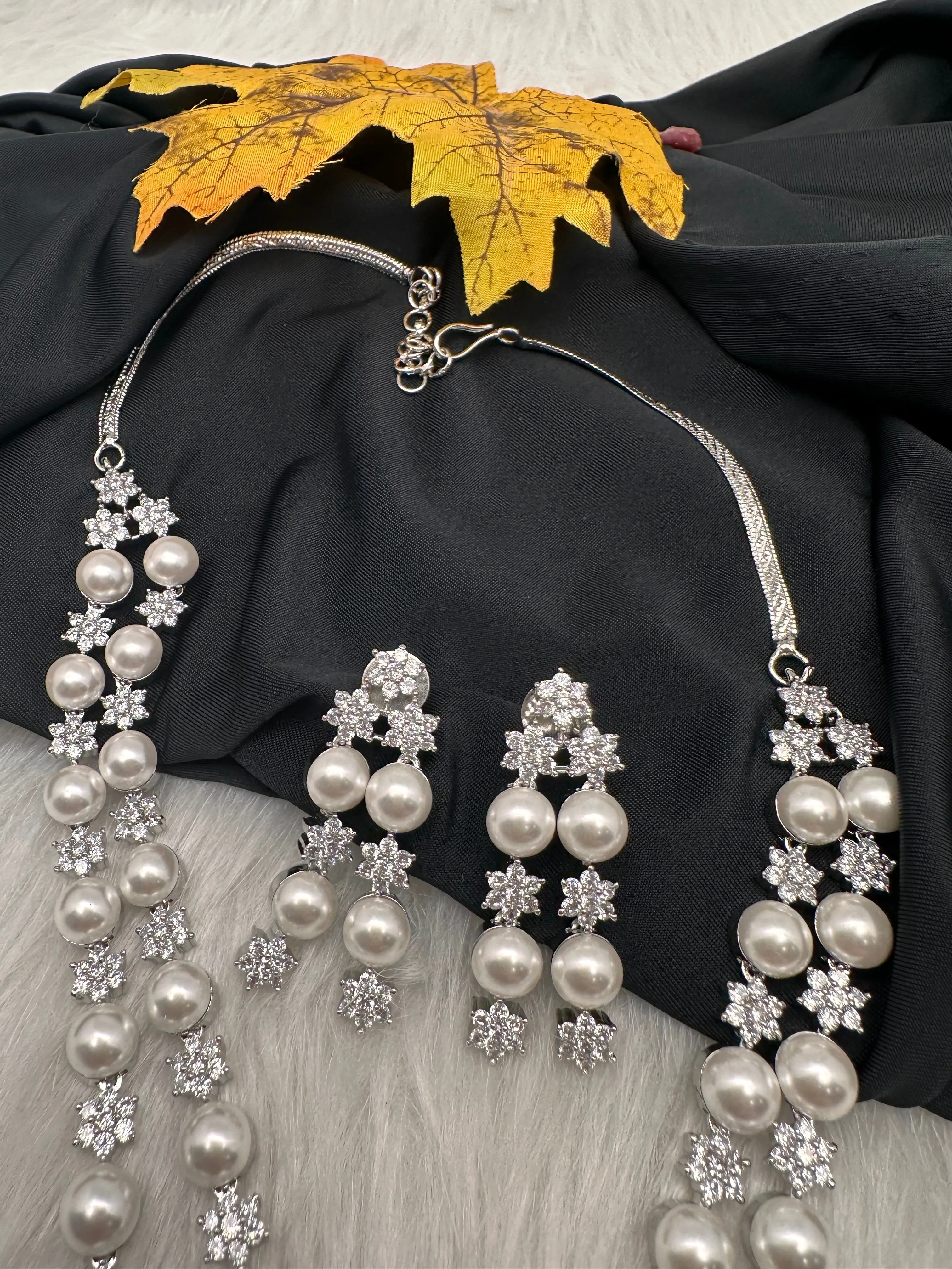 Double Layer Silver Pearl Necklace