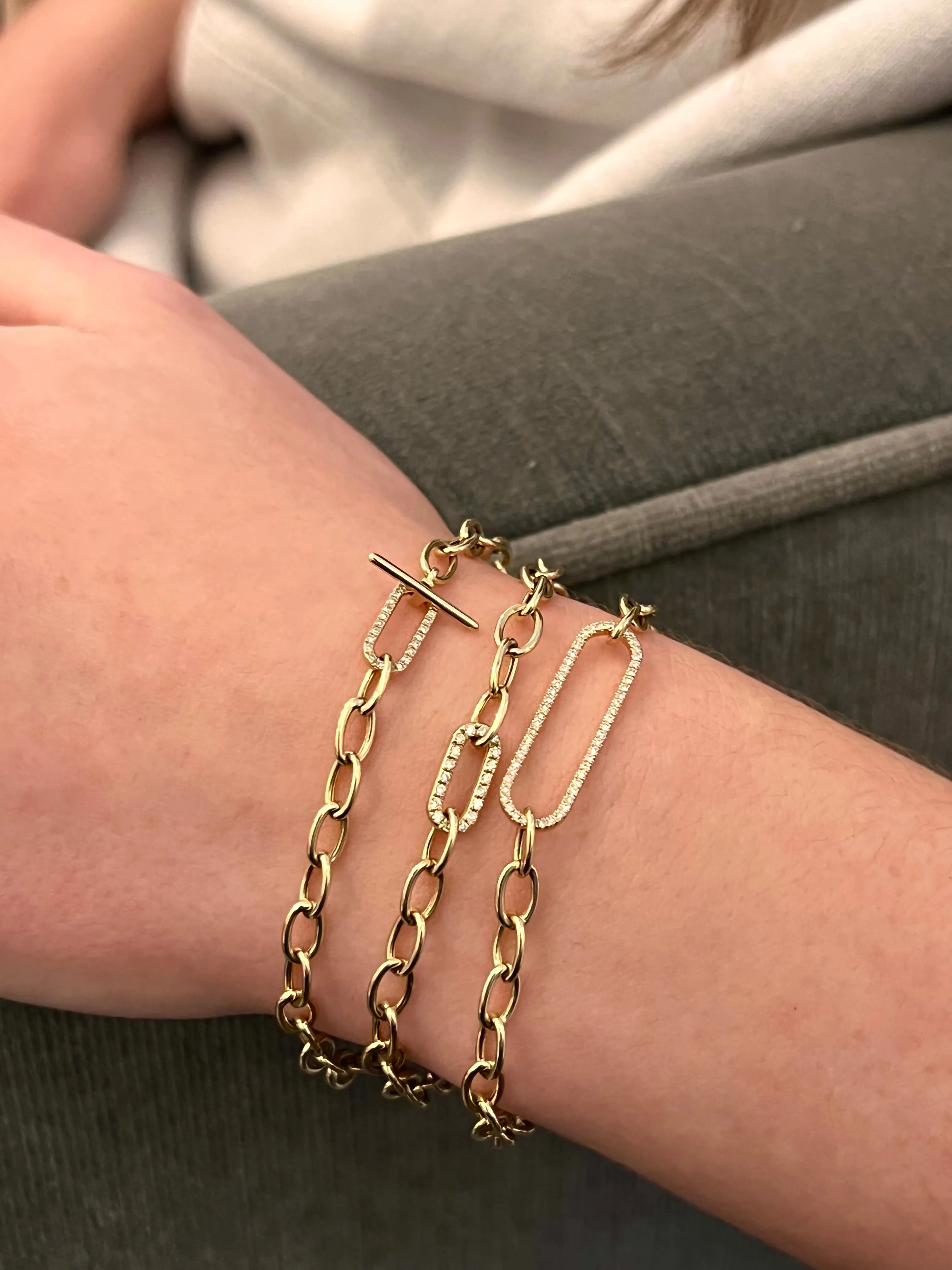 ELONGATED DIAMOND LINK CHAIN BRACELET