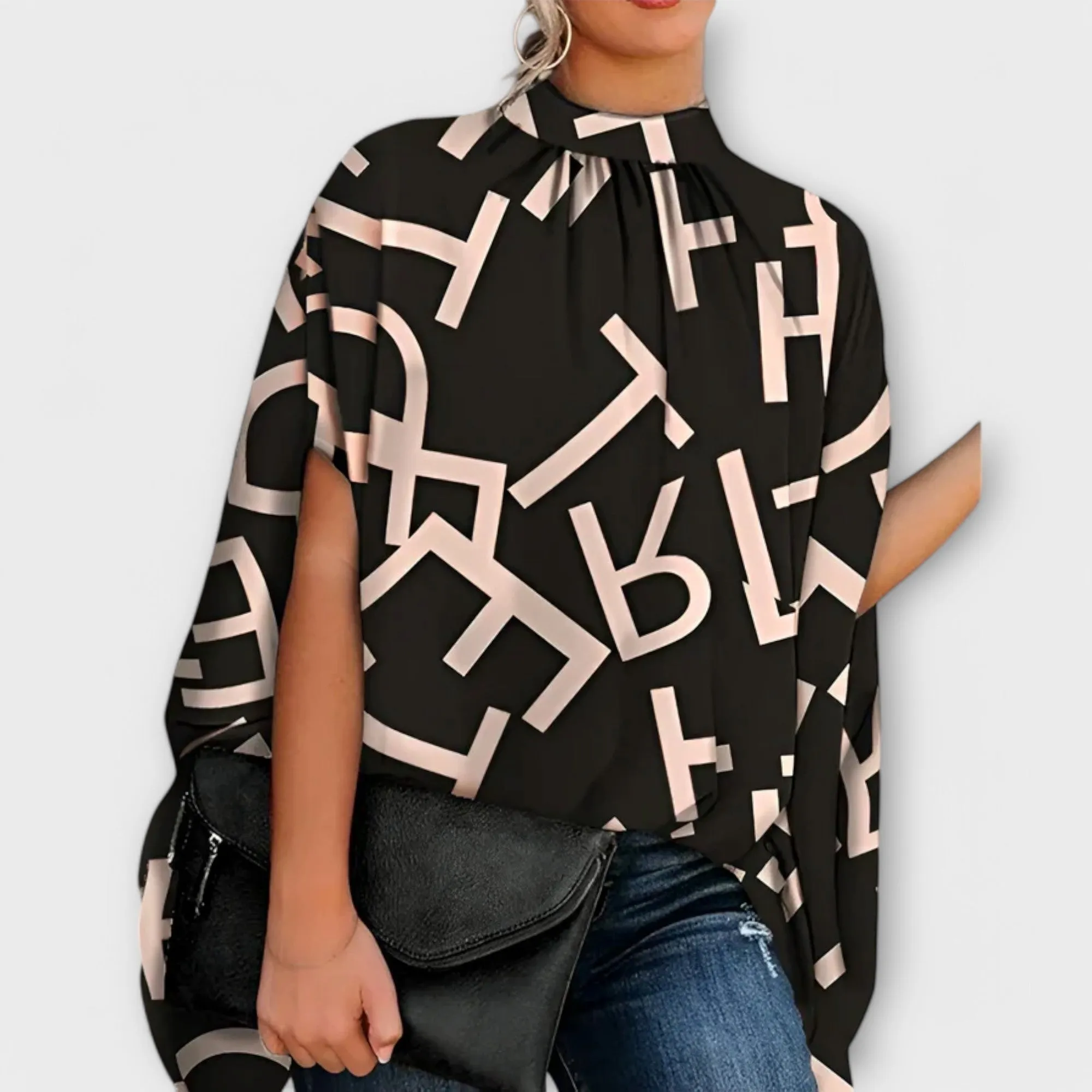 Emma |  Womens Floral Print High-Neck Top