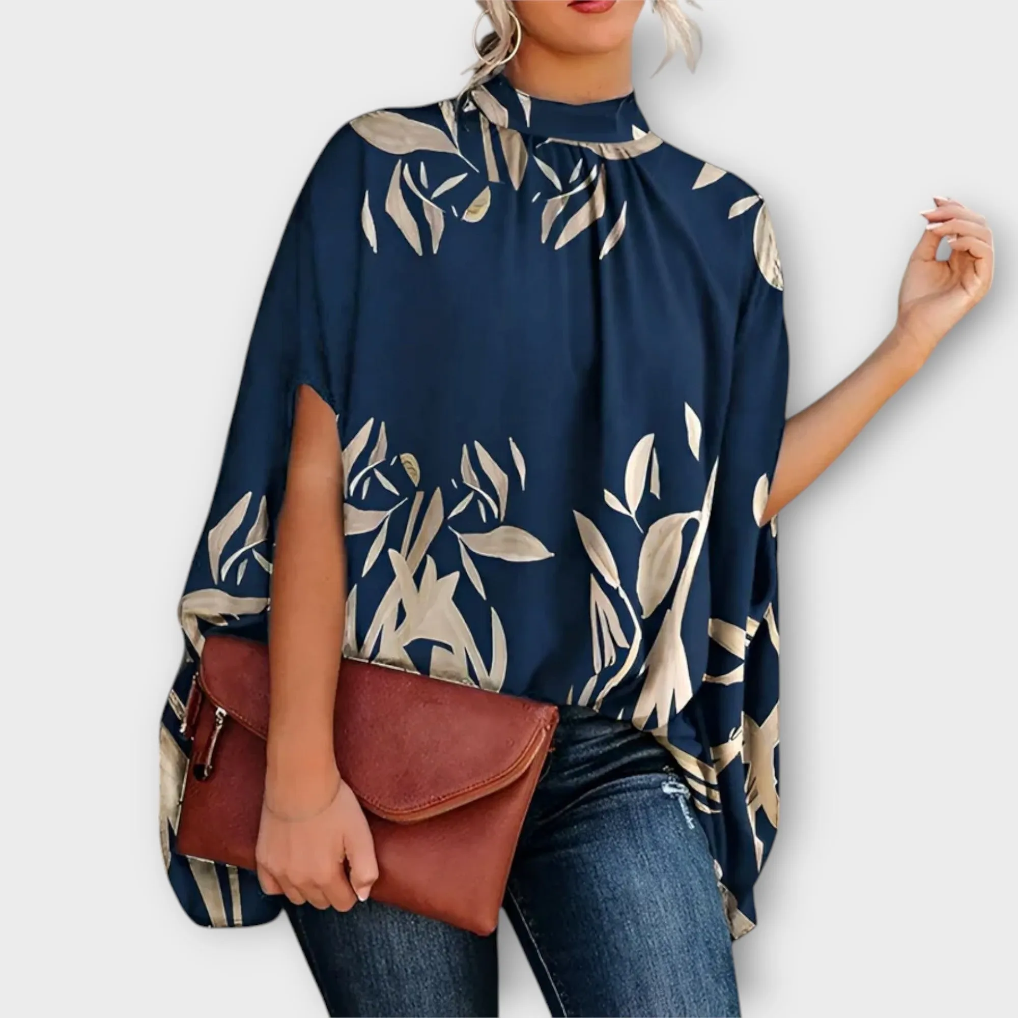 Emma |  Womens Floral Print High-Neck Top