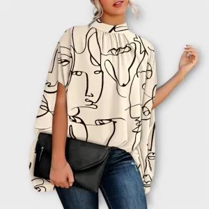 Emma |  Womens Floral Print High-Neck Top