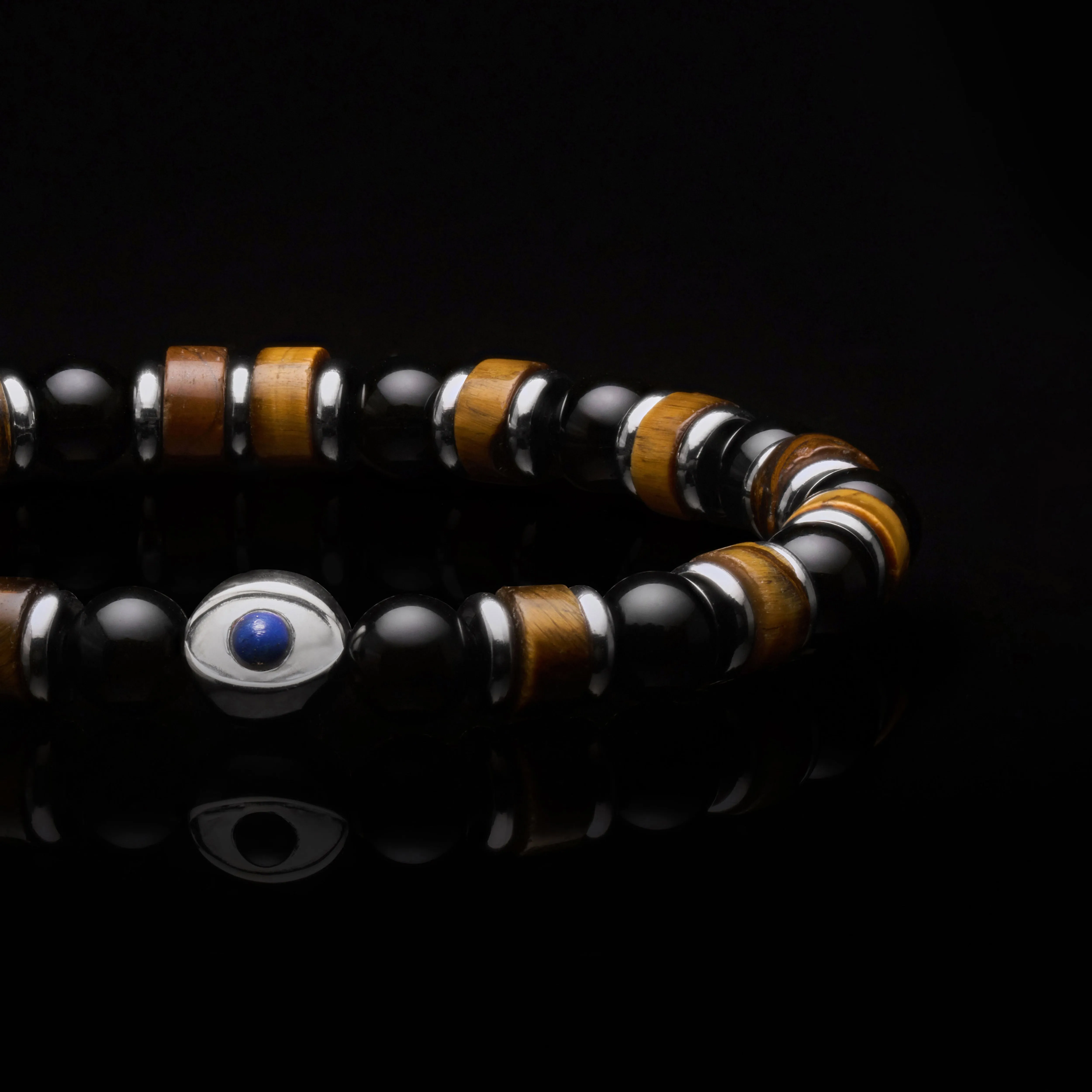 Evil Eye Tiger Eye Beaded Bracelet