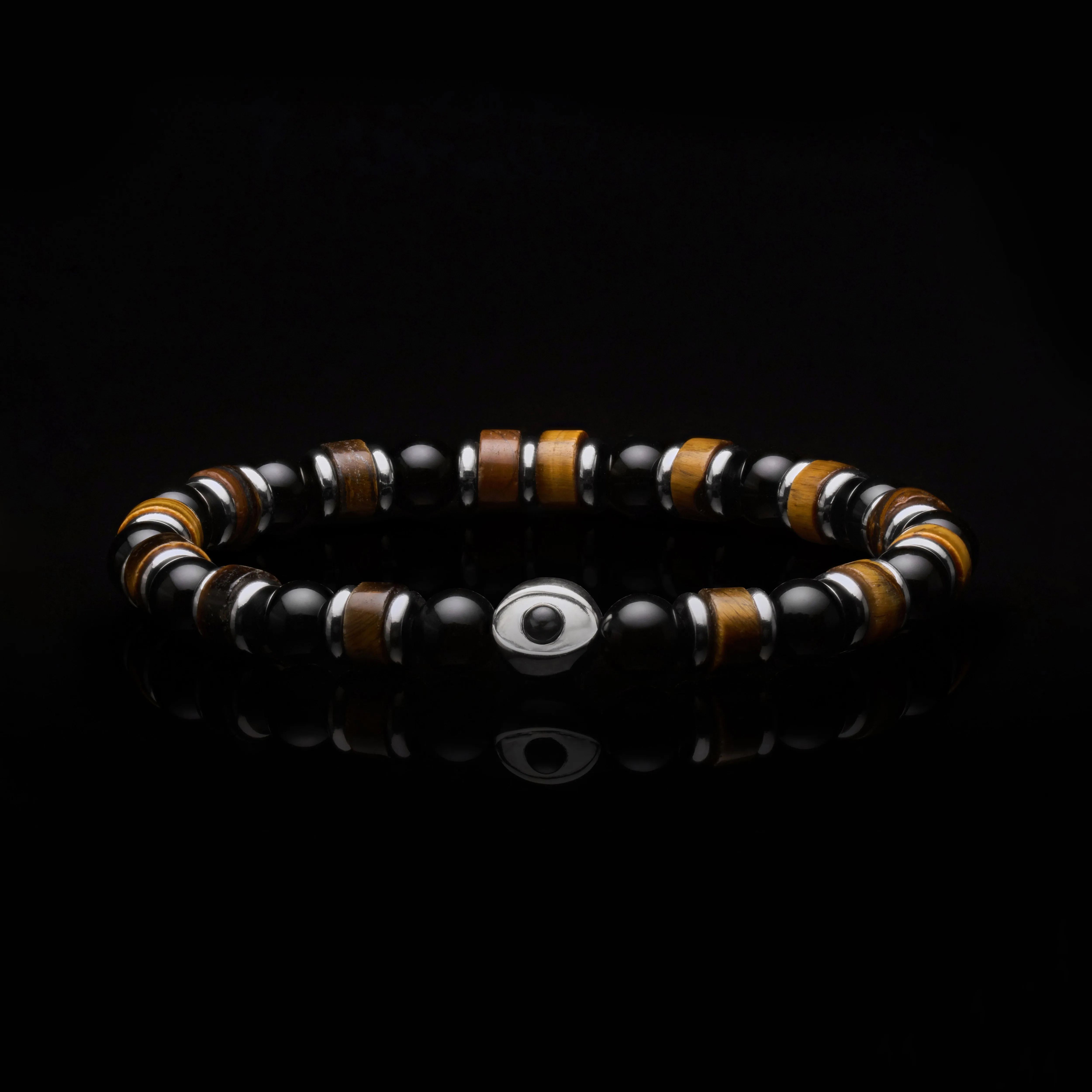 Evil Eye Tiger Eye Beaded Bracelet
