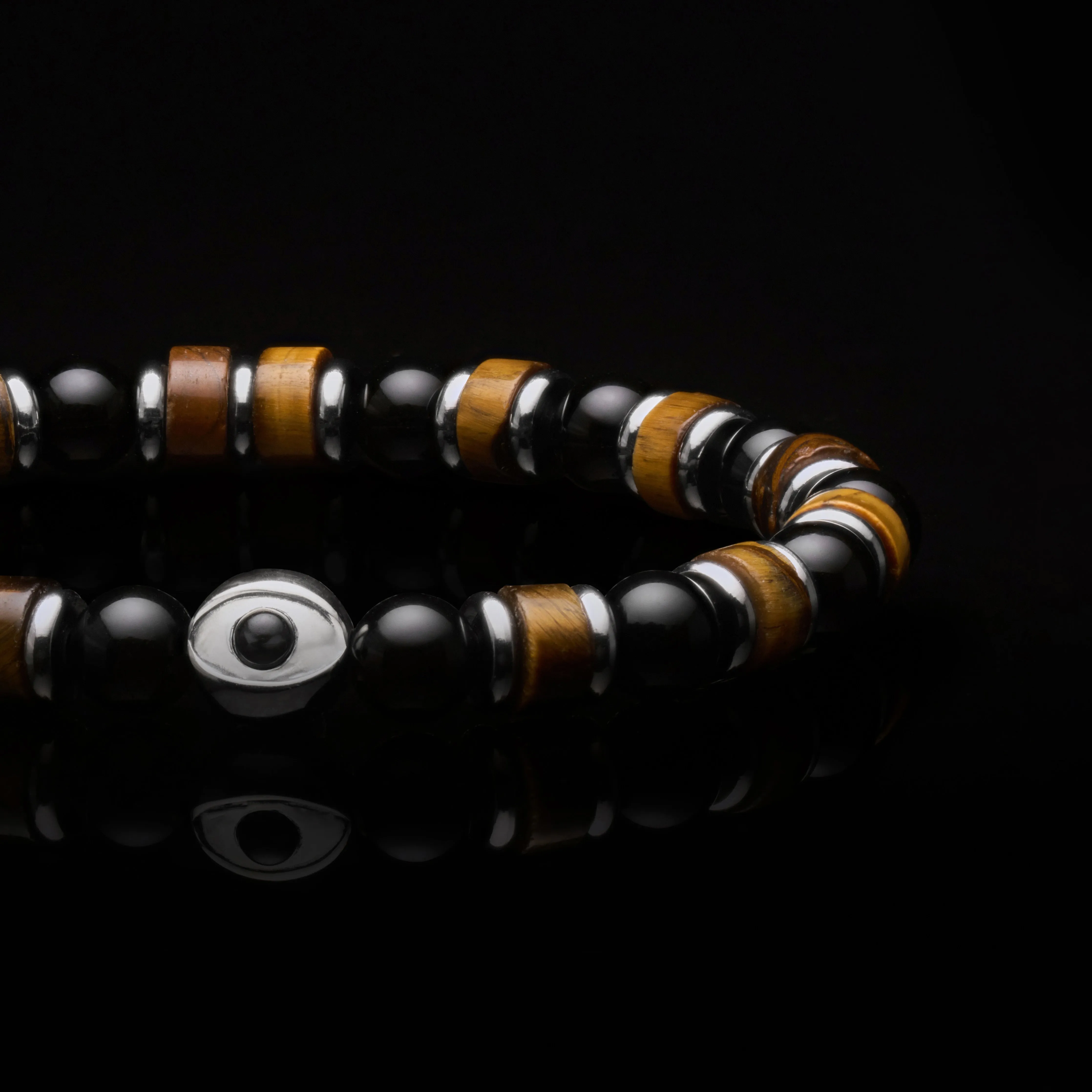 Evil Eye Tiger Eye Beaded Bracelet