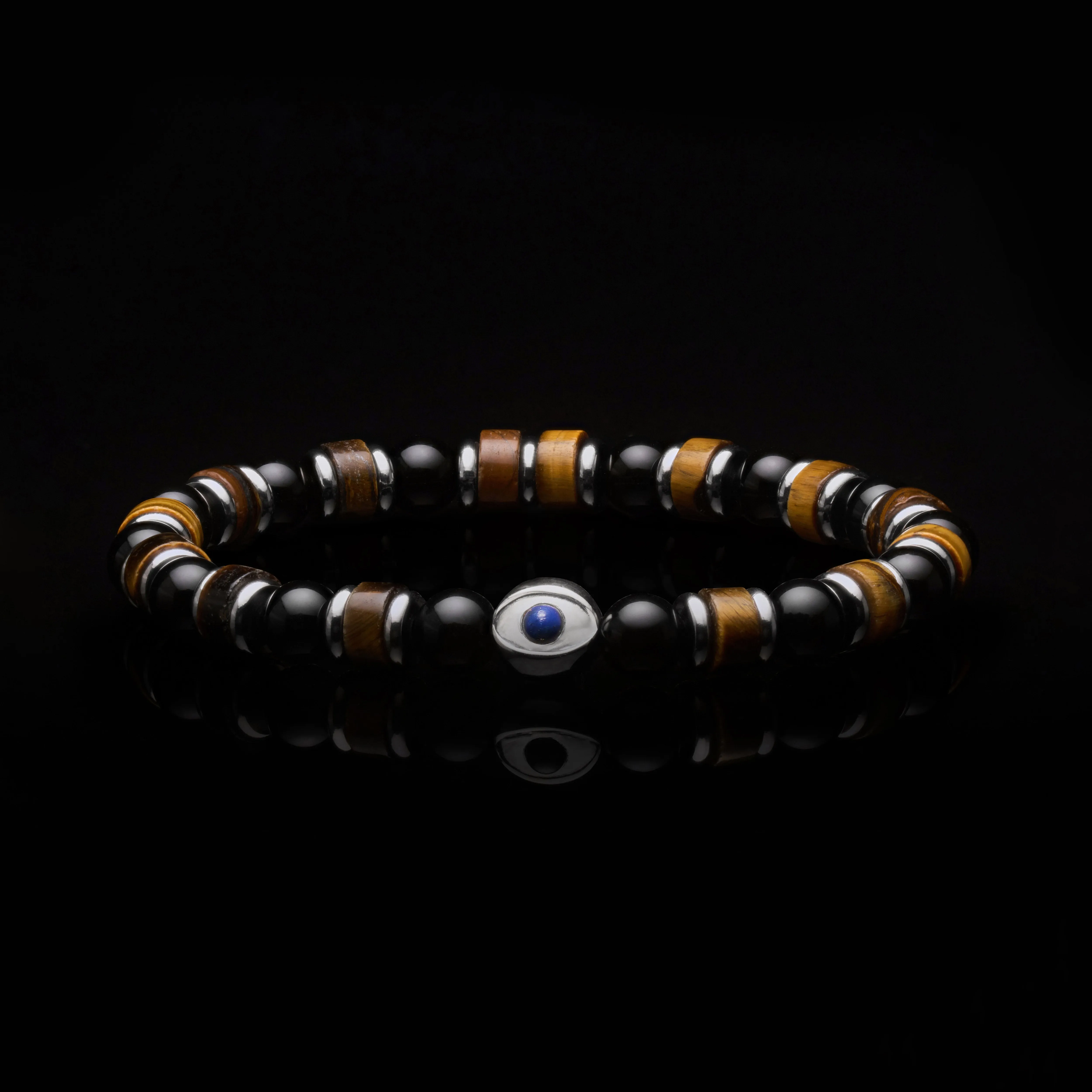 Evil Eye Tiger Eye Beaded Bracelet