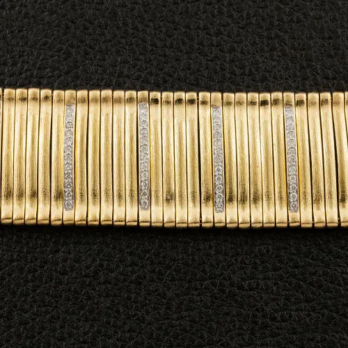 Flexible Gold Bar Bracelet with Diamonds