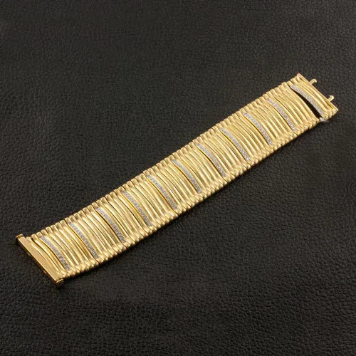 Flexible Gold Bar Bracelet with Diamonds