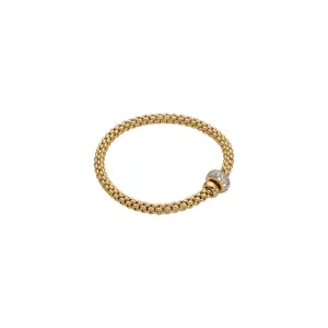 Fope 18K Yellow Gold Bubble Collection Pave Diamond Bracelet, Medium Size