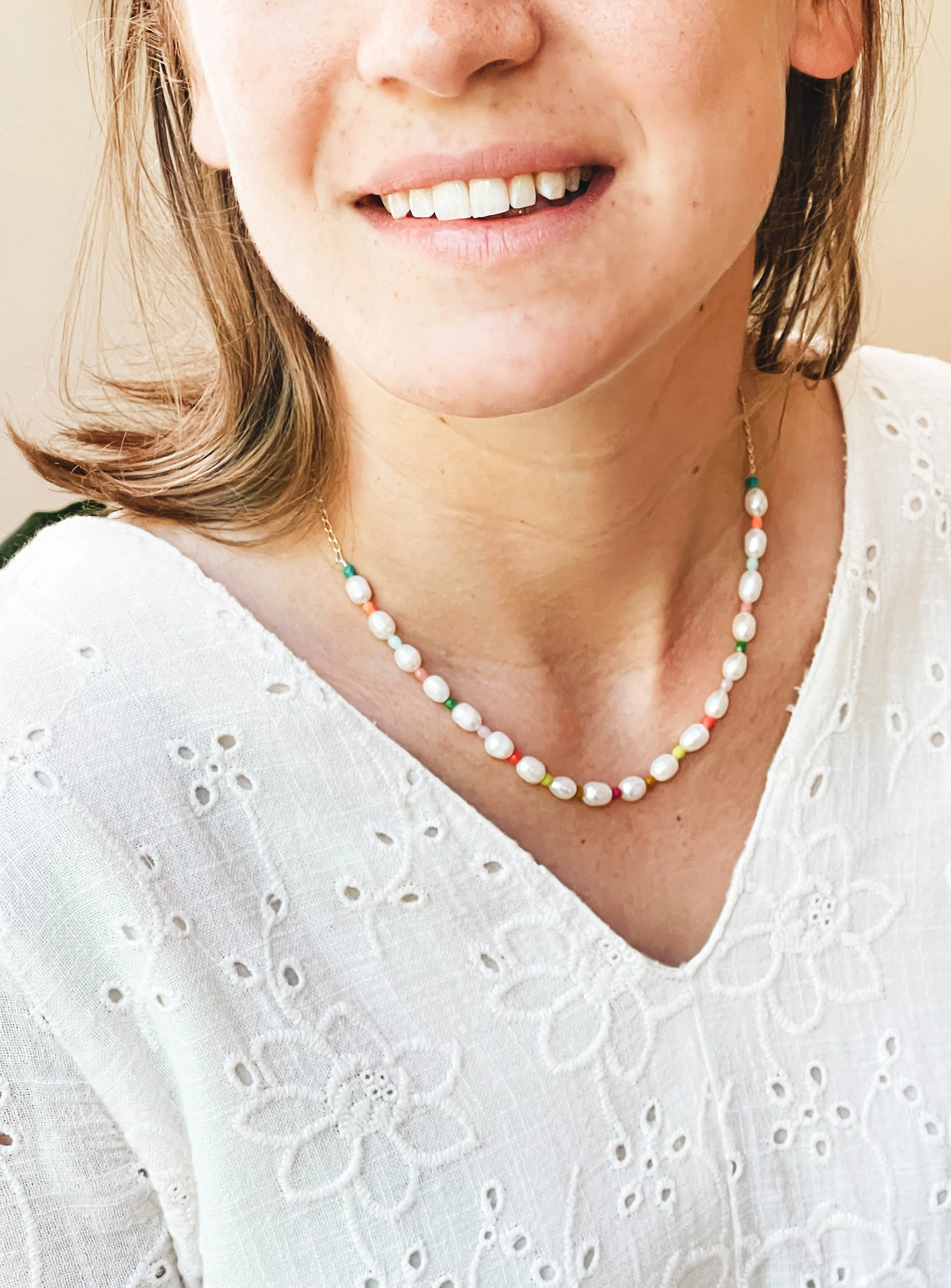 Freshwater Pearl necklace with tiny beads- WS