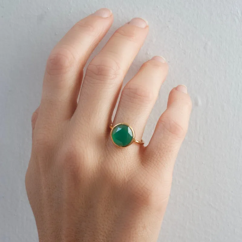 Gem Stack Ring, Green Onyx, Gold