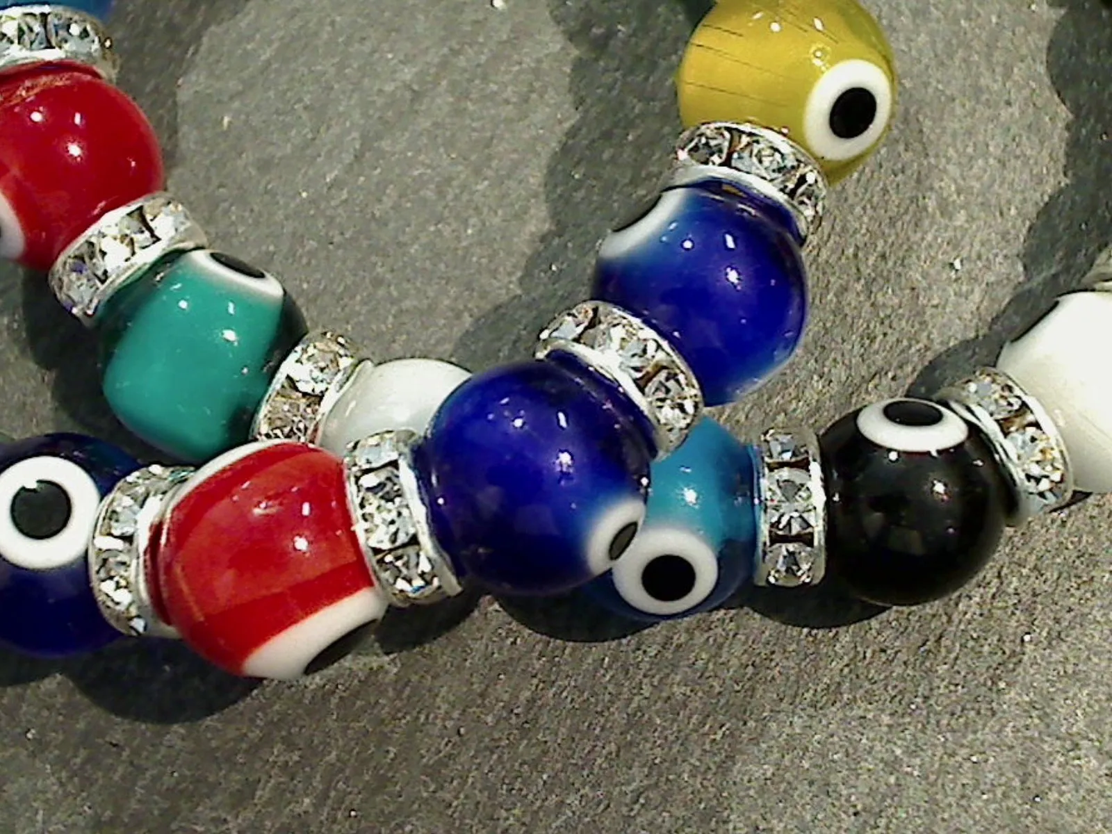 Glass Evil Eye 8MM Stretch Bracelet - Multi Color
