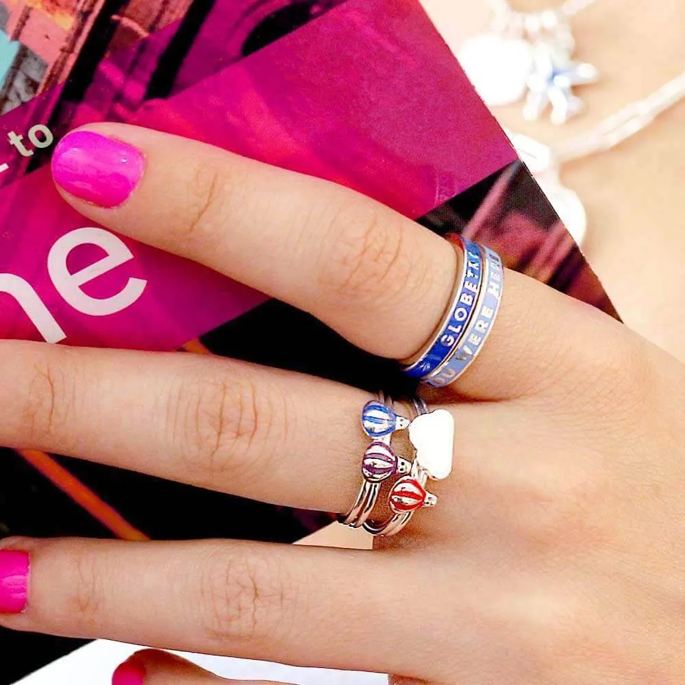 Globetrotter Ring, Blue Enamel, Silver