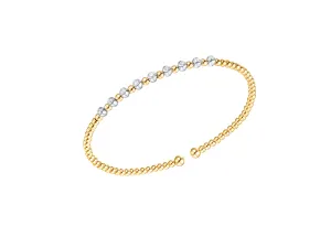 Gold Beaded Diamond Cuff Bracelet LV207