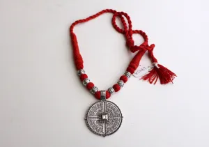 Graceful Mandala White Metal Tribal Pendant