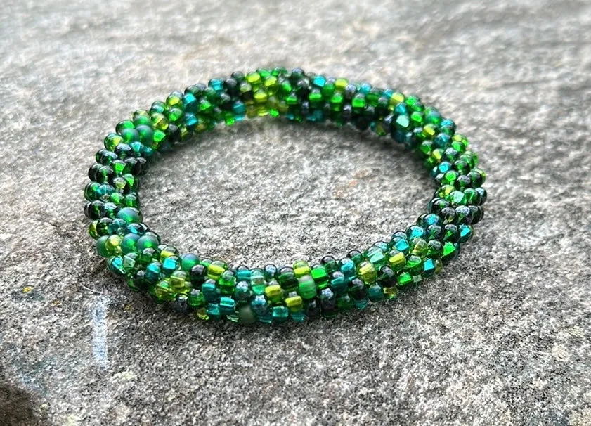 Green crocheted bracelet