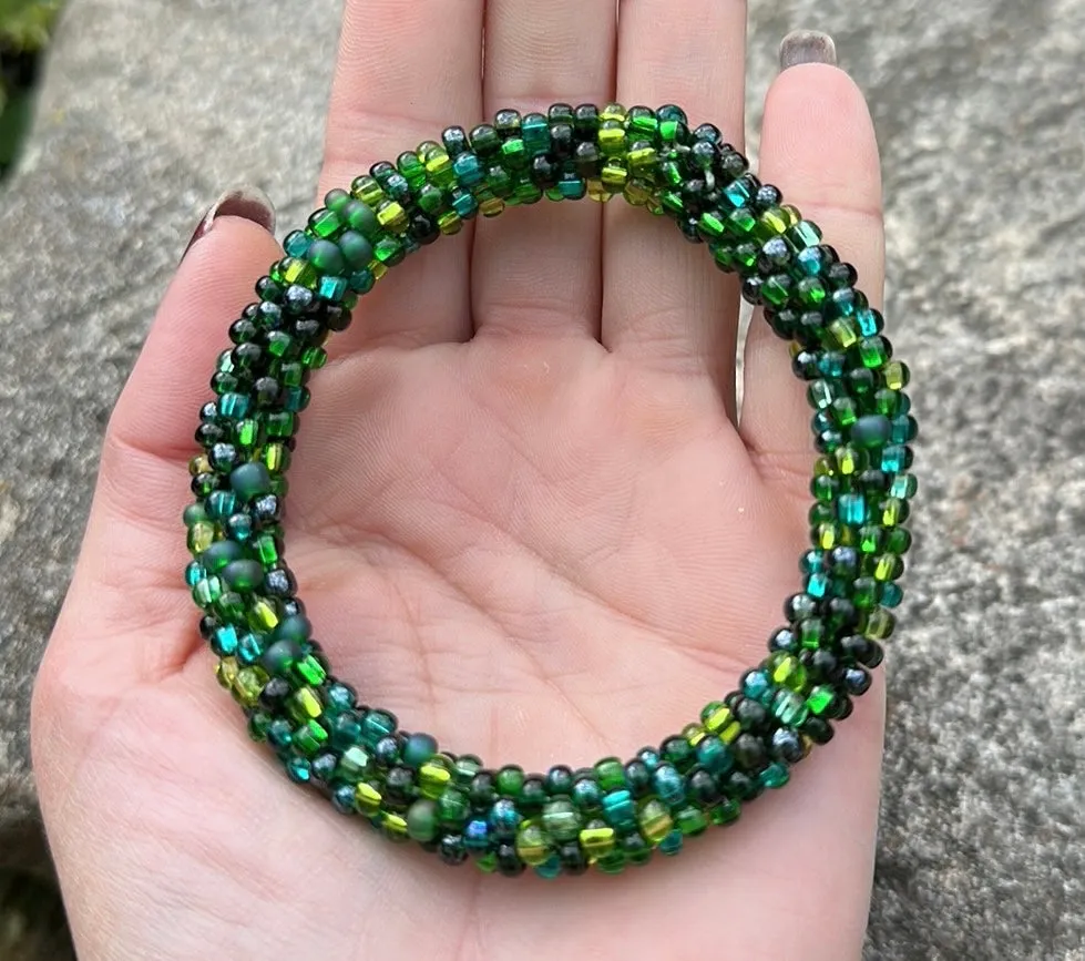 Green crocheted bracelet