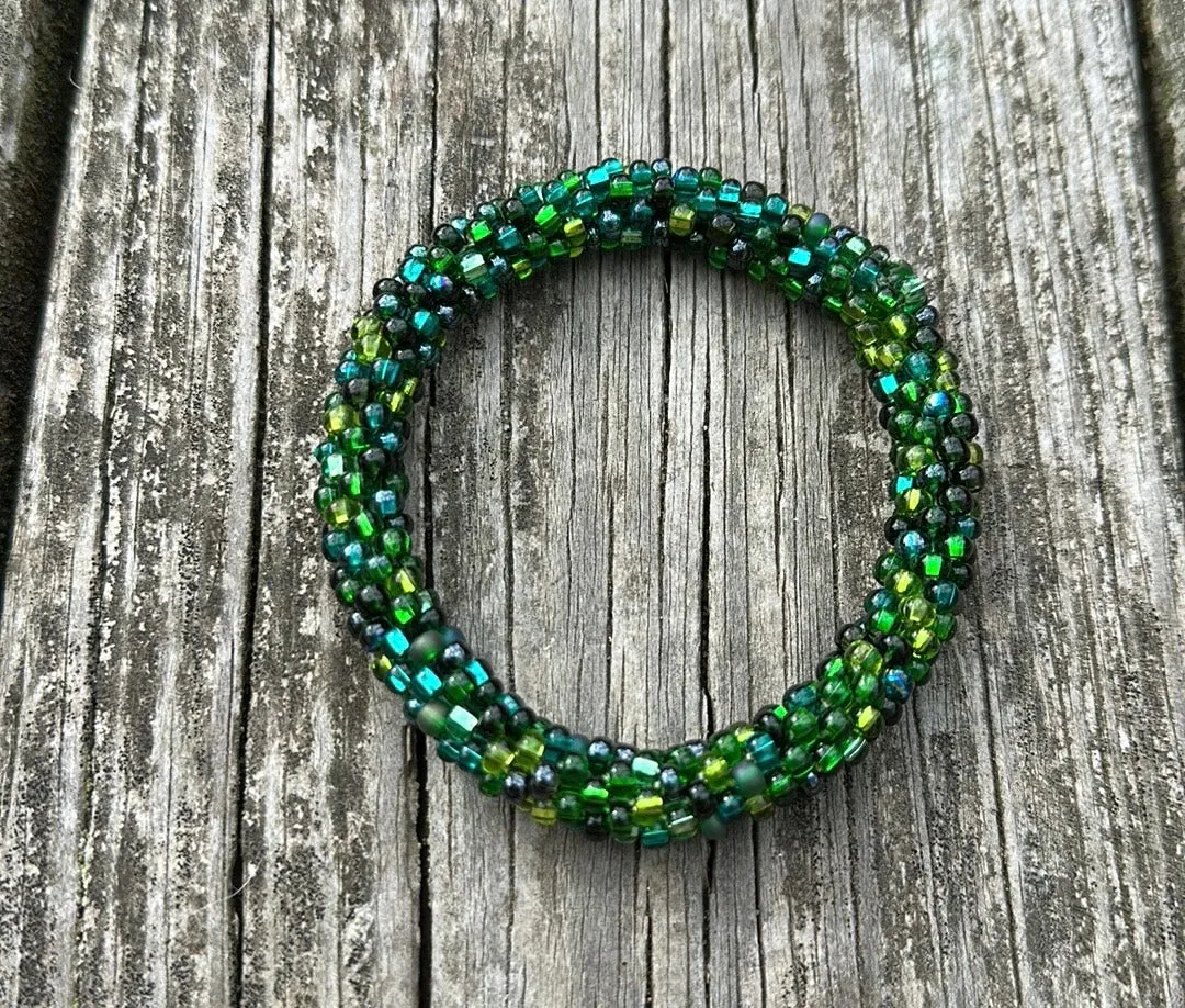 Green crocheted bracelet