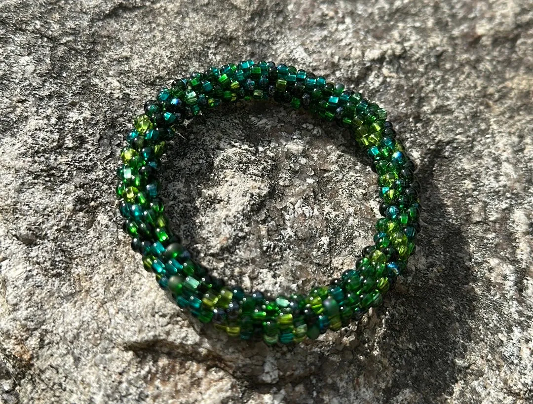 Green crocheted bracelet
