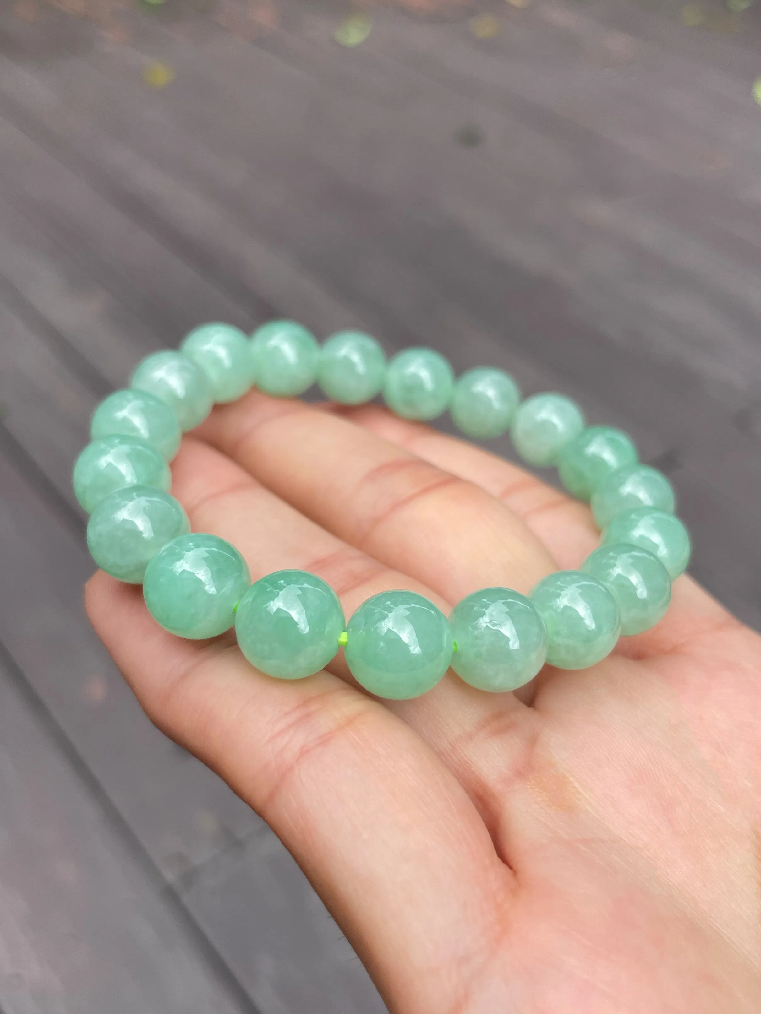 Green Jade Bracelet - Round Beads (NJBA054)