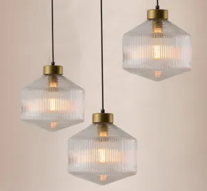 Gustaof Drum Shaped Patterned Glass Pendant Light