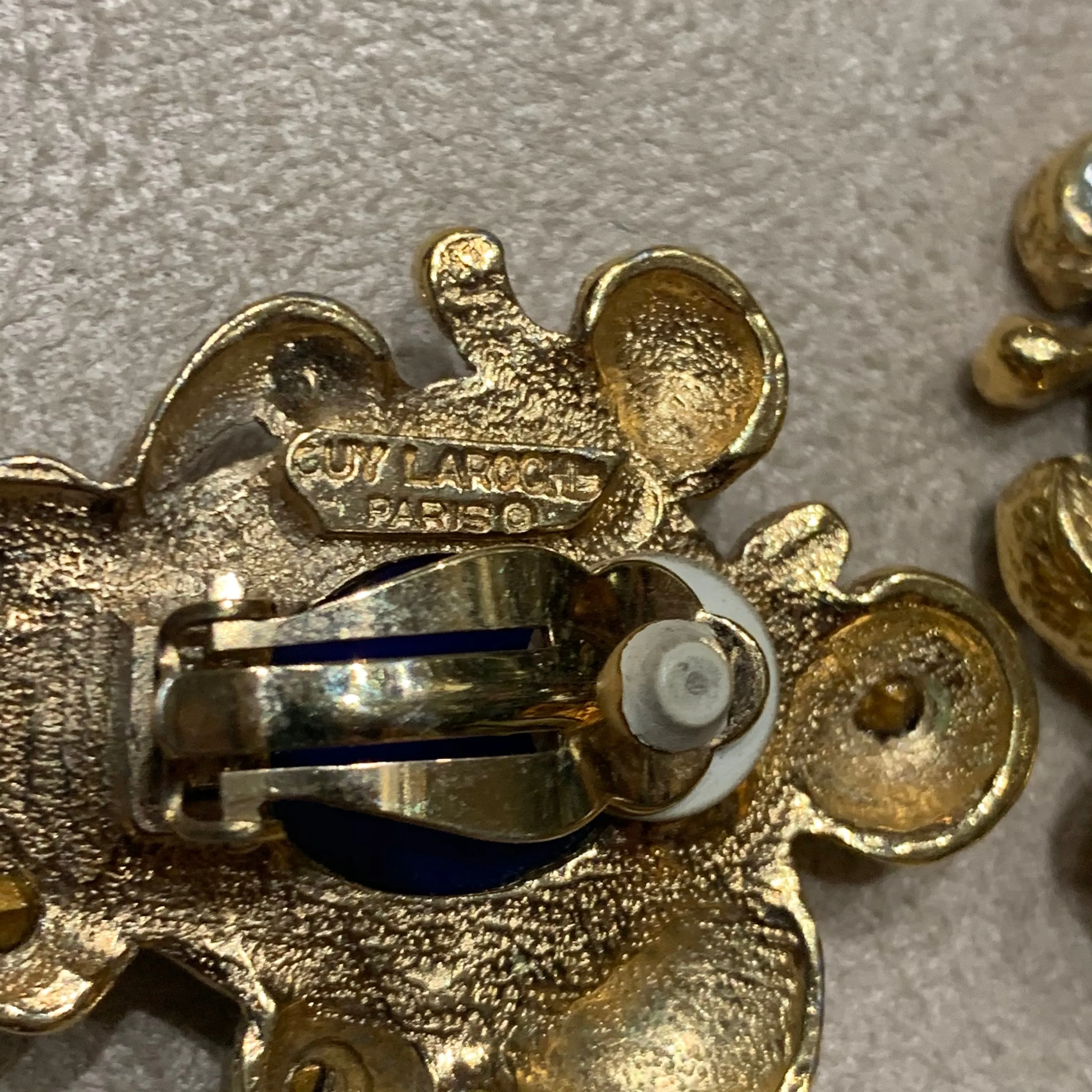 Guy Laroche Lapis gripoix glass earrings