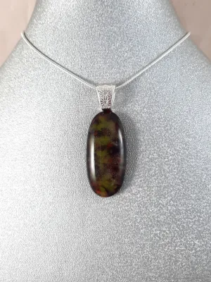Handmade Art Glass Amber Yellow Orange Oval Jewelry Pendant, Fall Gift