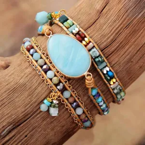 Harmony Jade Leather Wrap Bracelet