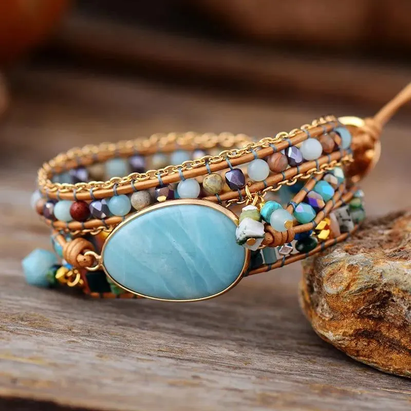 Harmony Jade Leather Wrap Bracelet