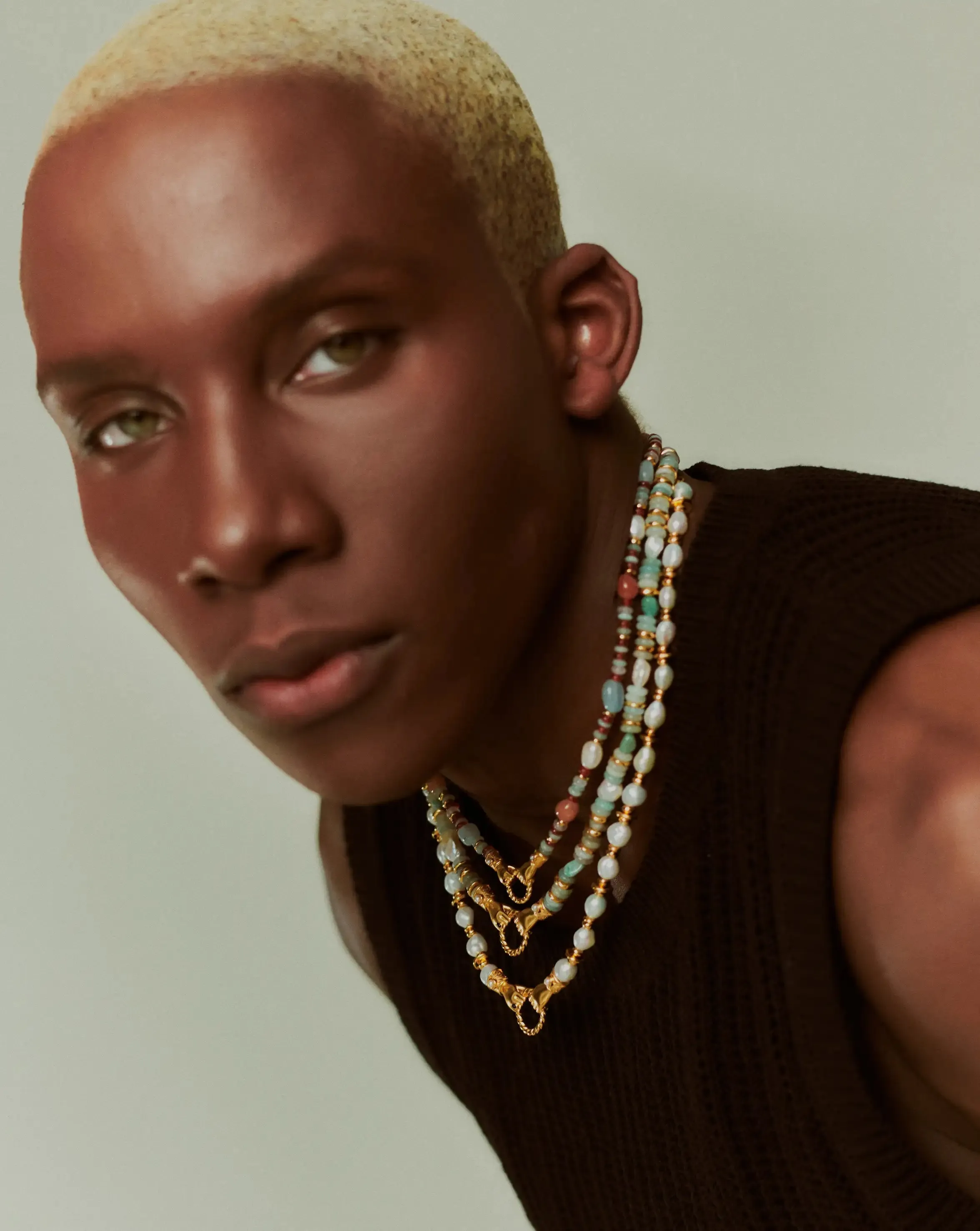 Harris Reed In Good Hands Beaded Gemstone Necklace | 18ct Gold Plated/Multi Gemstone & Pearl
