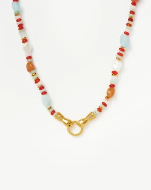 Harris Reed In Good Hands Beaded Gemstone Necklace | 18k Gold Plated/Multi Gemstone & Pearl