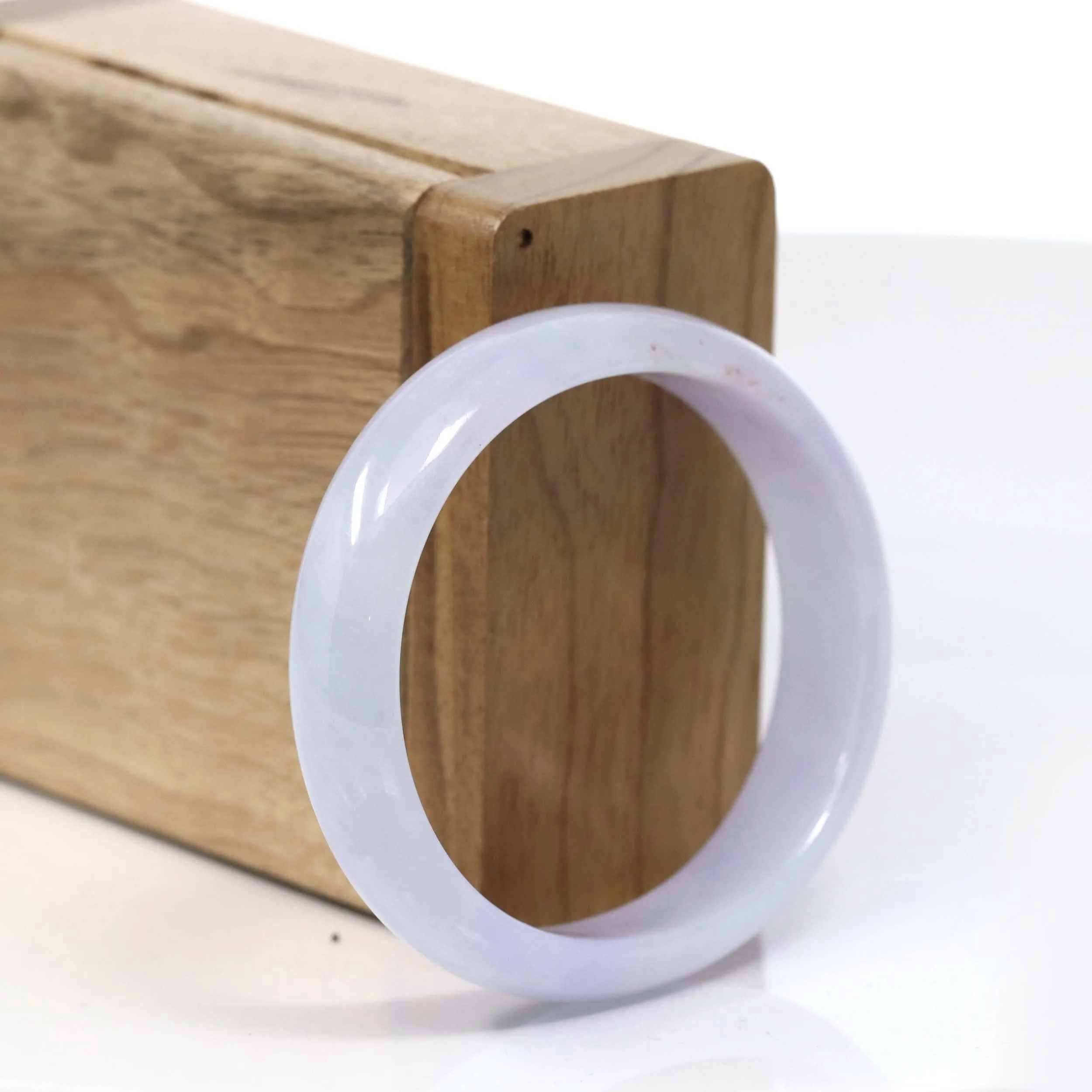 High-quality Lavender Natural Burmese Jadeite Jade Oval Bangle (53.38 mm ) #T014