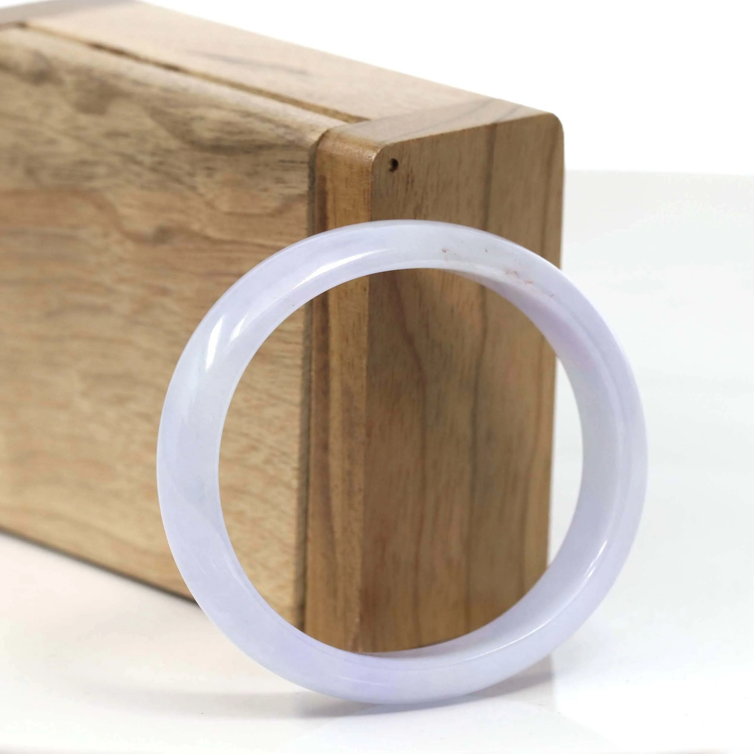 High-quality Lavender Natural Burmese Jadeite Jade Oval Bangle (53.38 mm ) #T014