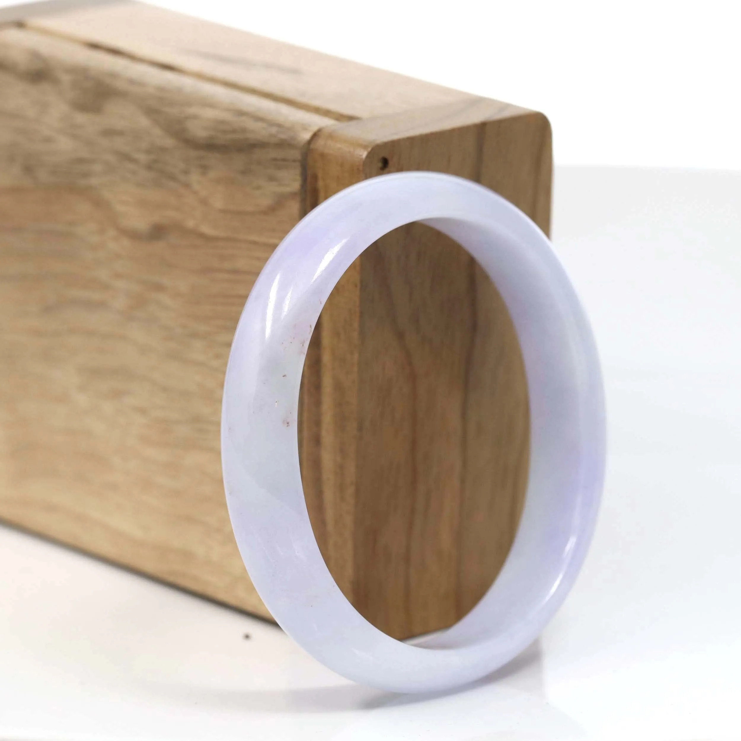 High-quality Lavender Natural Burmese Jadeite Jade Oval Bangle (53.38 mm ) #T014