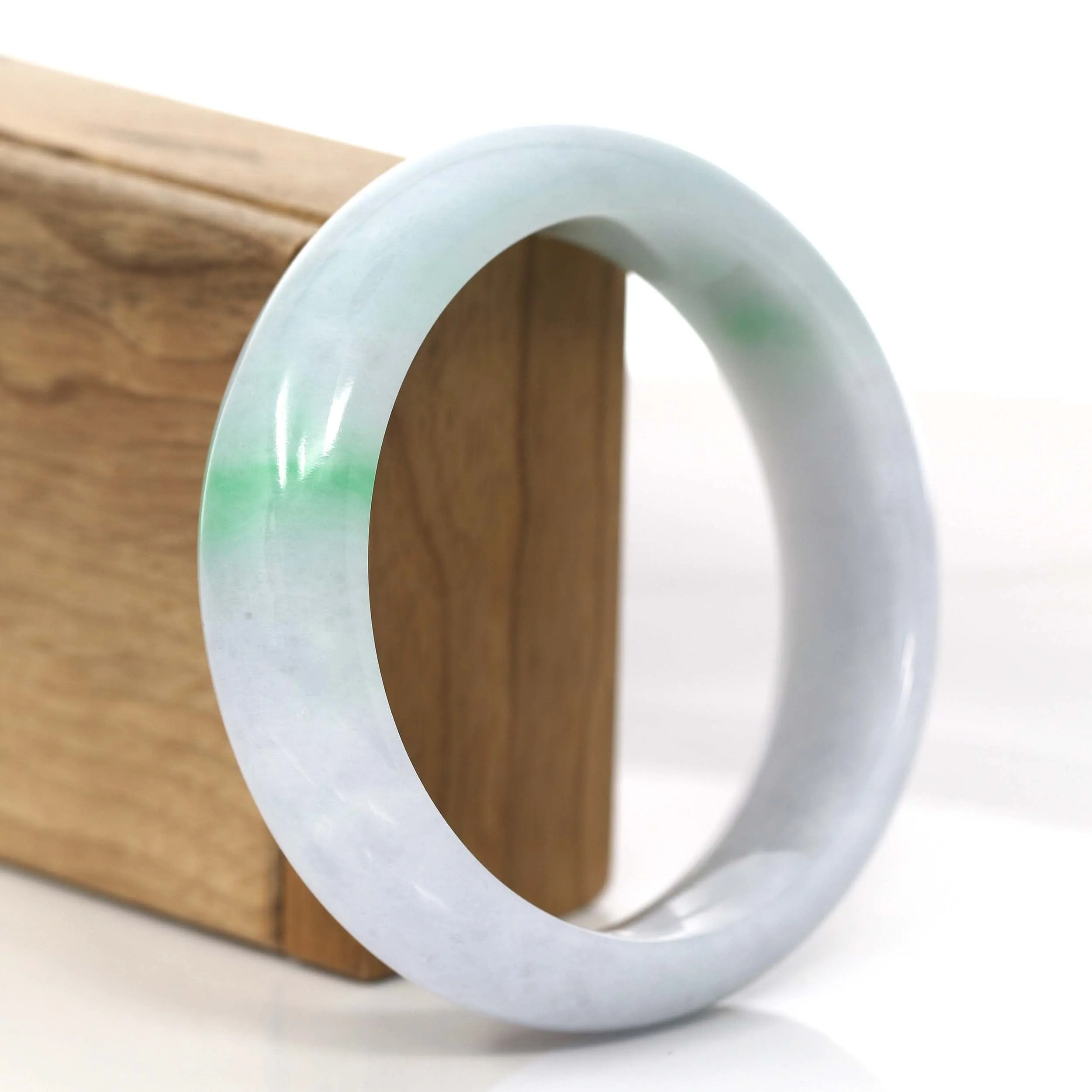 High Quality Natural Light Lavender- Green Jadeite Jade Bangle Bracelet (61.93 mm) #697