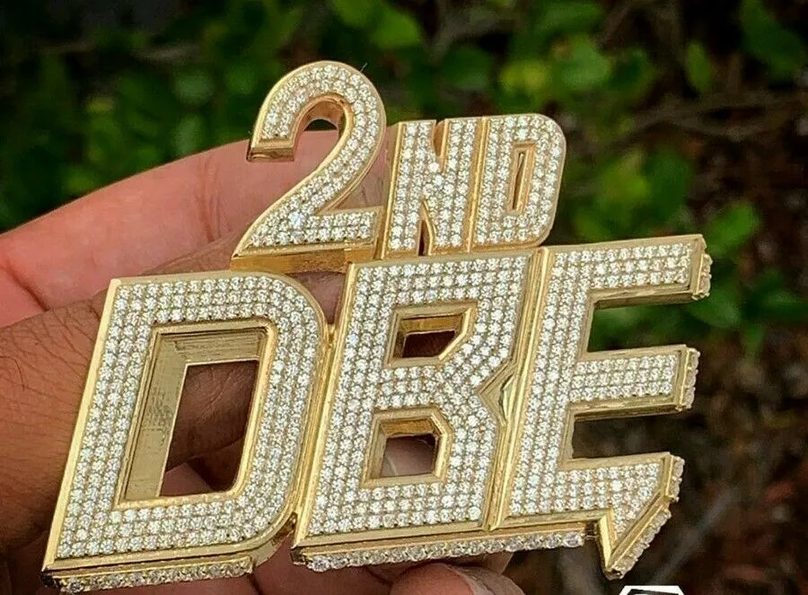 HipHop Style Pendant 2ND DBE statement Diamond Studded Solid Sterling Silver925