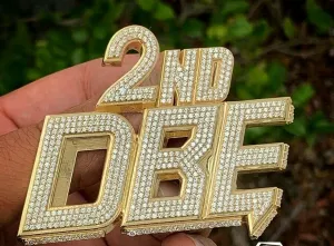 HipHop Style Pendant 2ND DBE statement Diamond Studded Solid Sterling Silver925