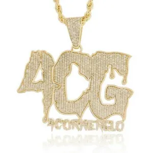 HipHop Style Pendant 4CG 4 Corner Glo Statement Unisex Solid Sterling Silver