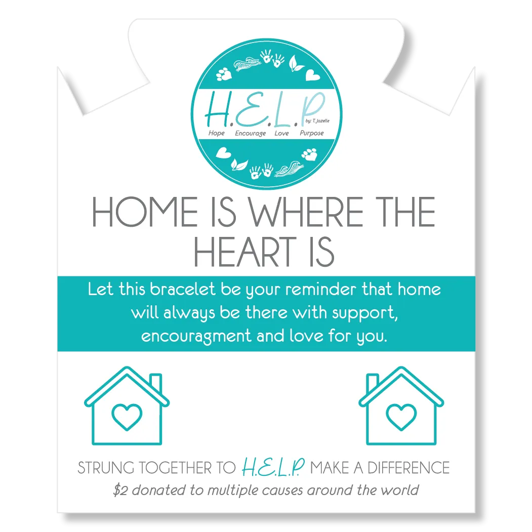 Home Heart Charm with Blue Zebra Jade Charity Bracelet