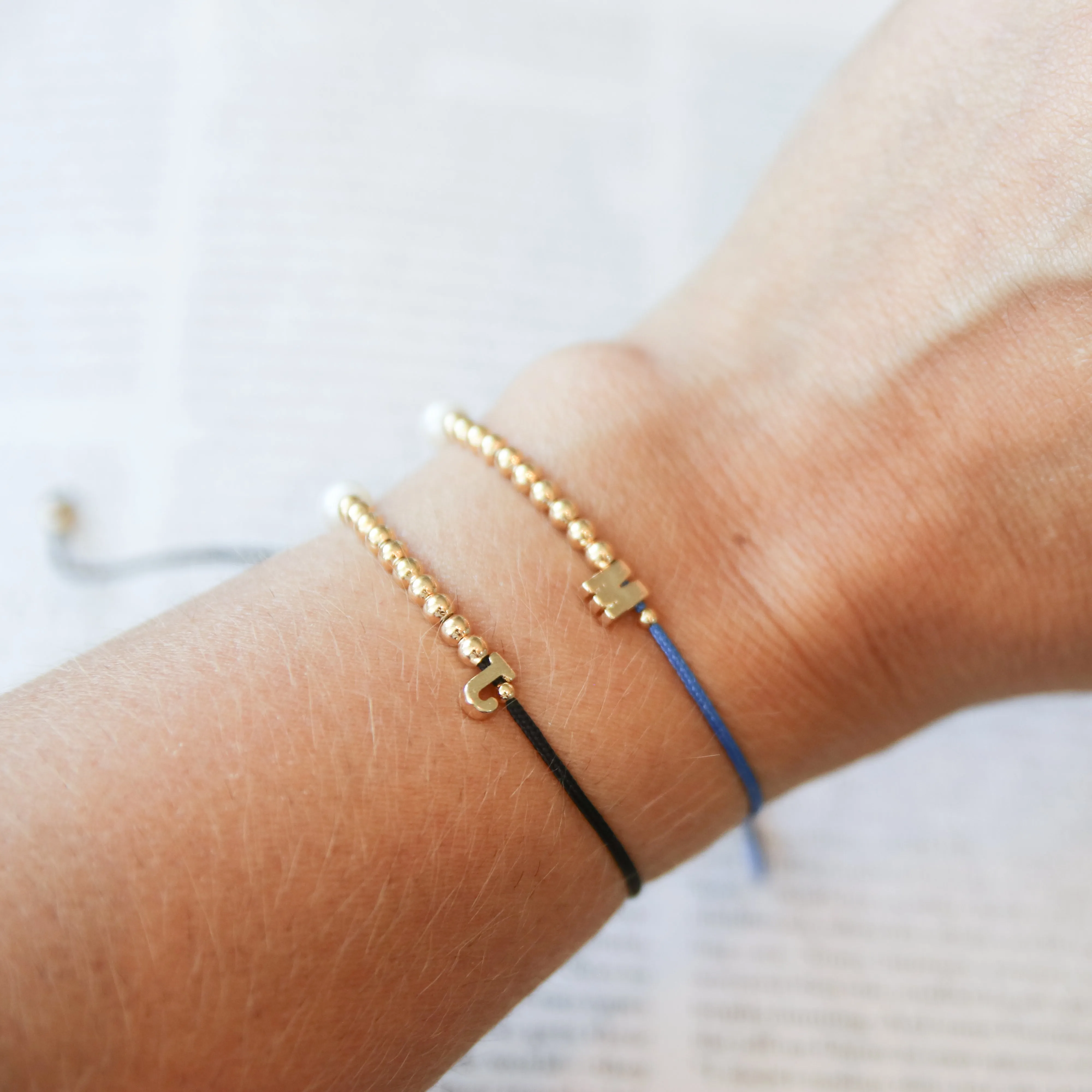 Initial   Ball Cotton cord Bracelet