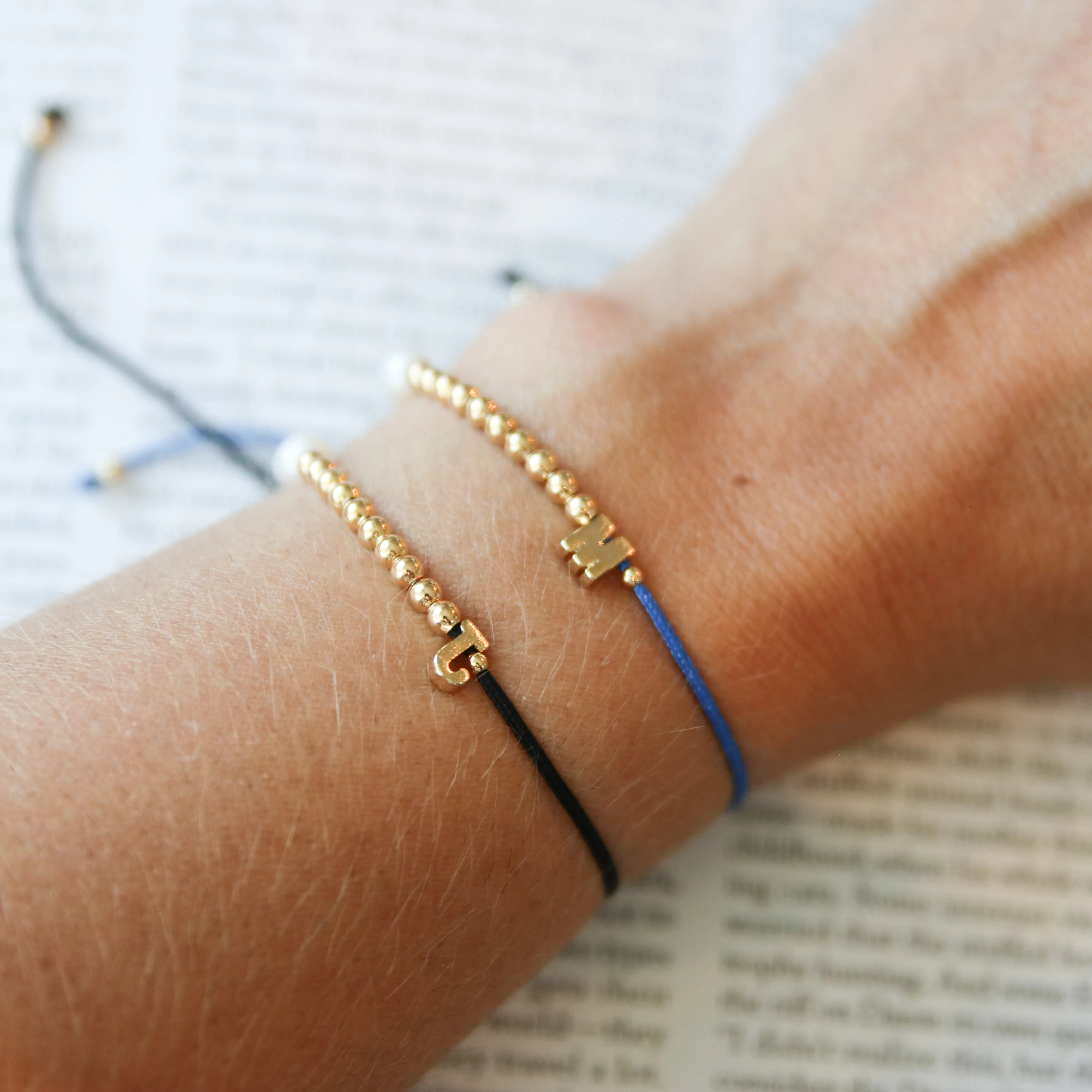 Initial   Ball Cotton cord Bracelet