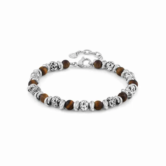 Instinct Lava Stone Bracelet - Silver/Brown - 027919/041