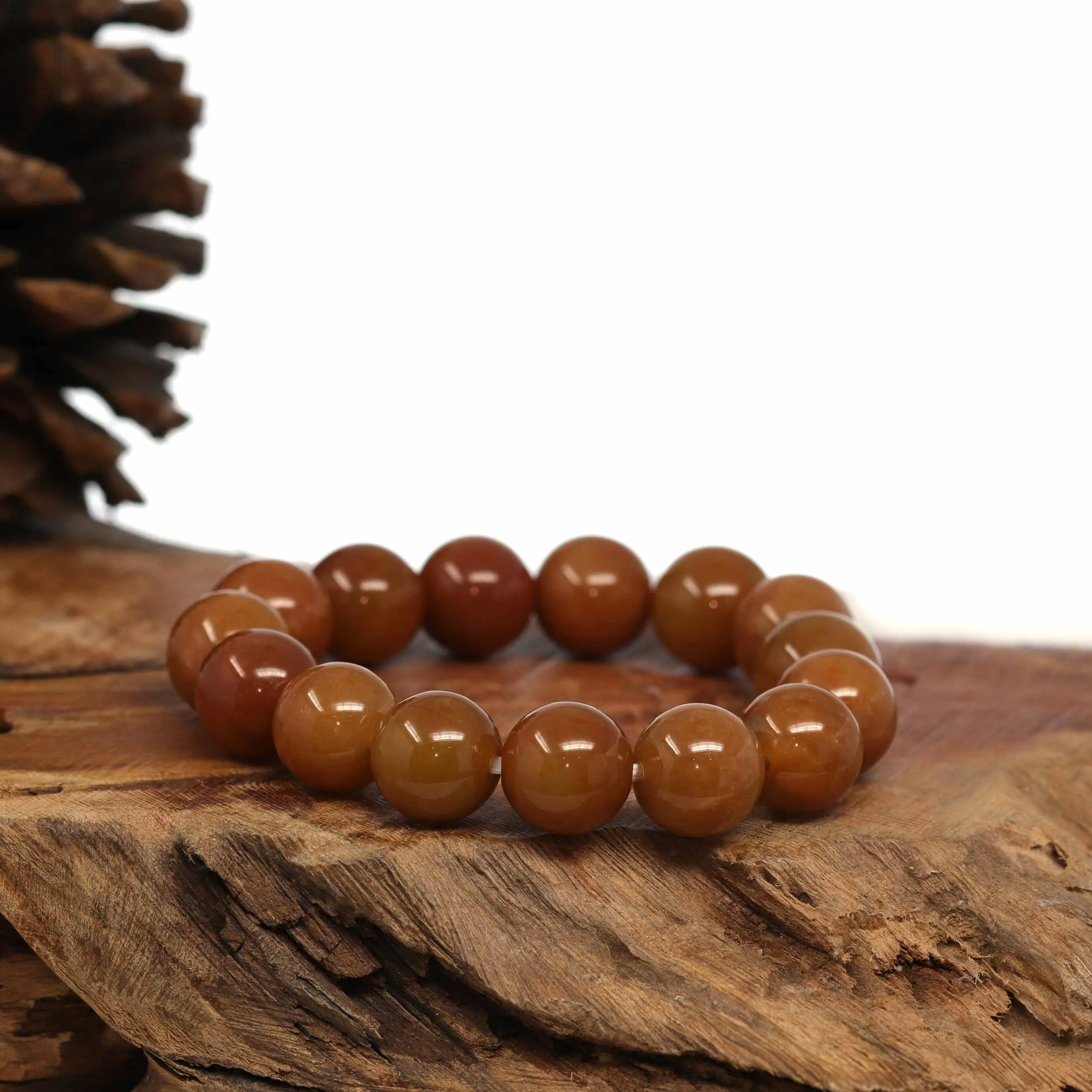 Jadeite Jade 13mm Red Round Beads Bracelet ( 13 mm ) For Men