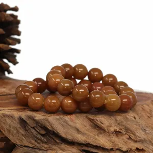 Jadeite Jade 13mm Red Round Beads Bracelet ( 13 mm ) For Men