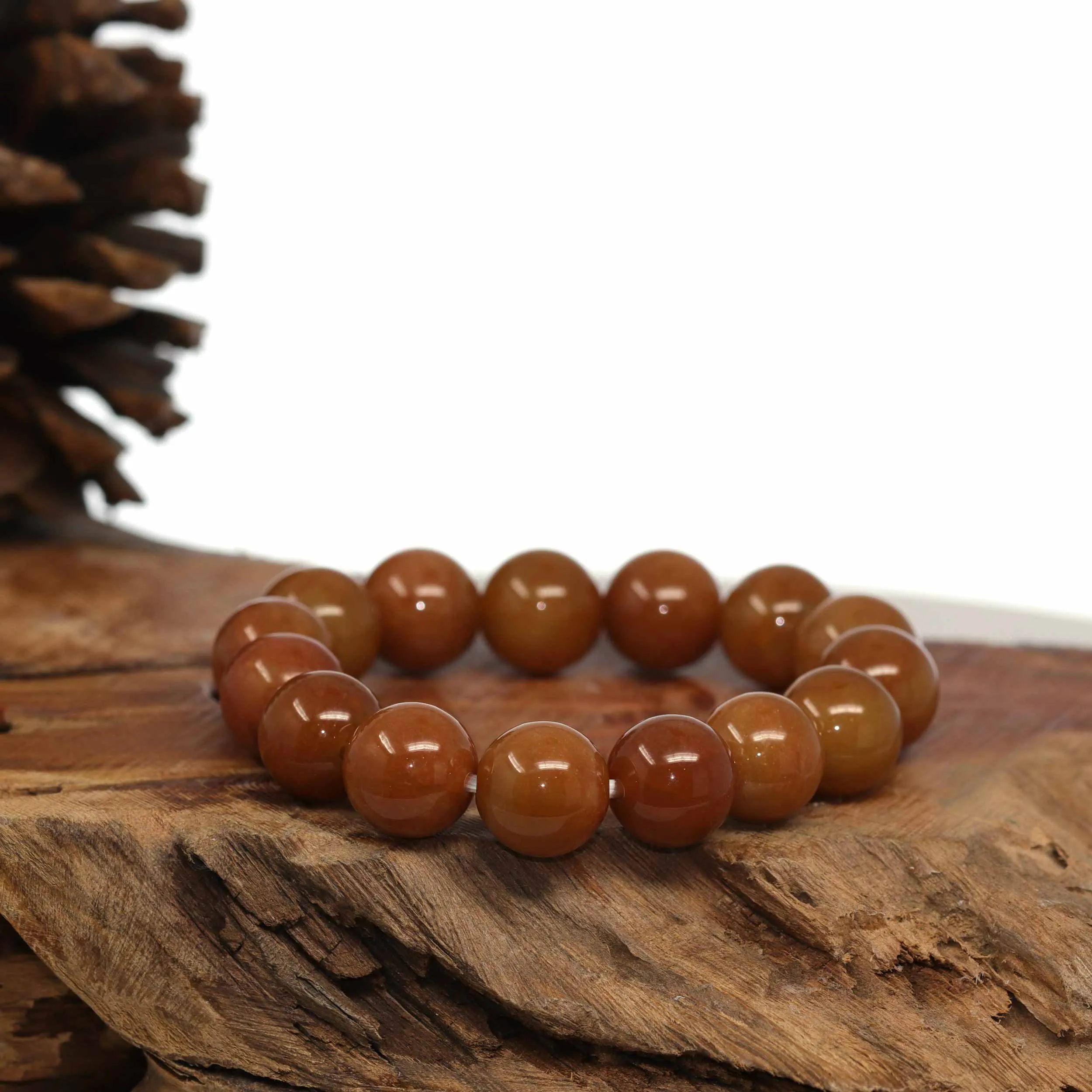 Jadeite Jade 13mm Red Round Beads Bracelet ( 13 mm ) For Men