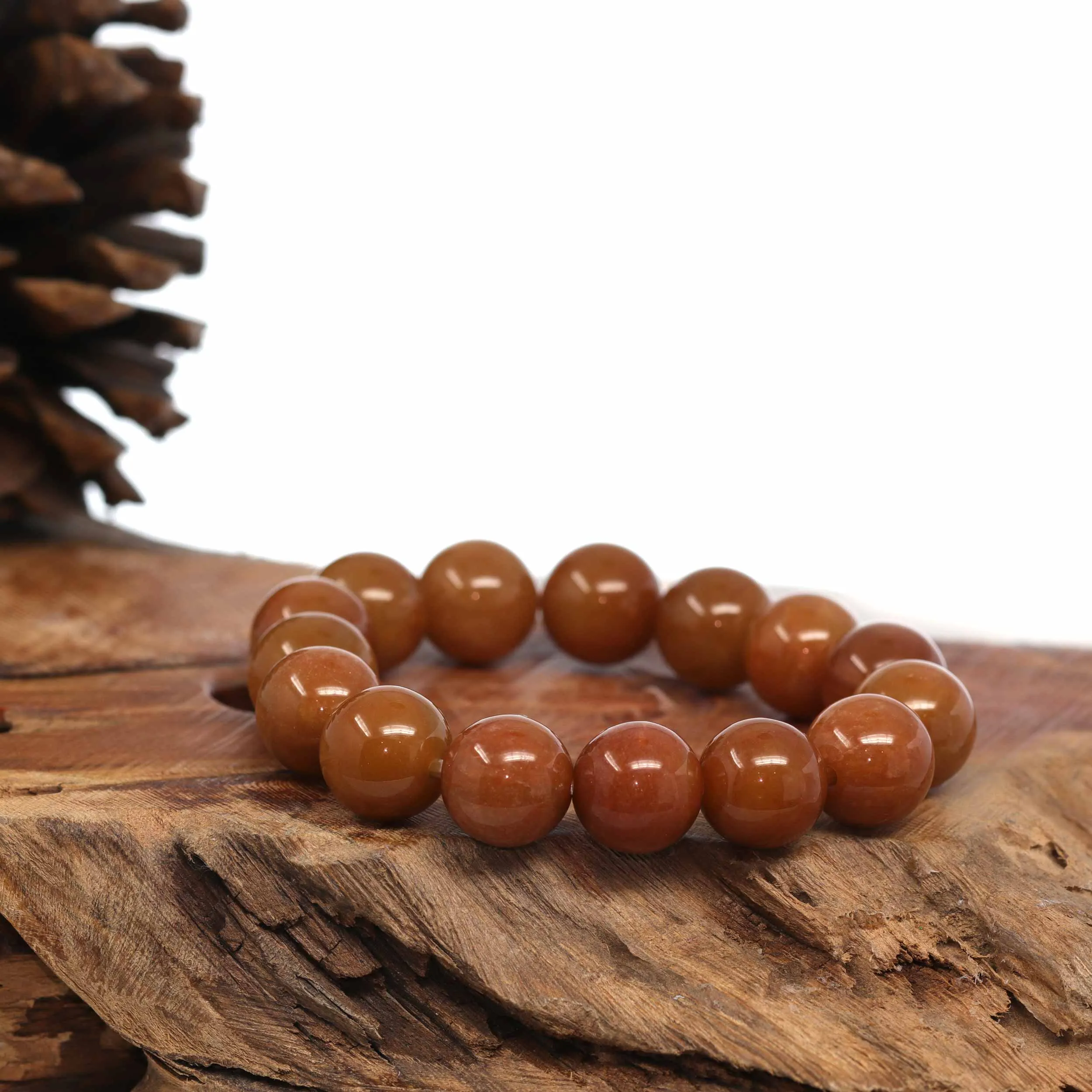 Jadeite Jade 13mm Red Round Beads Bracelet ( 13 mm ) For Men