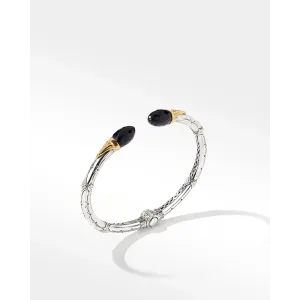 Konstantino Anthos Silver and 18K Gold Dagger Hinge Bracelet with Black Onyx